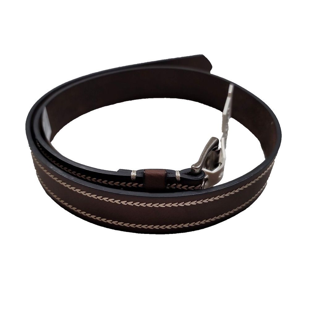 Sun Stone‎ Faux Leather Casual Belt Mens Small 30-32 Brown Heavy Stitch NEW